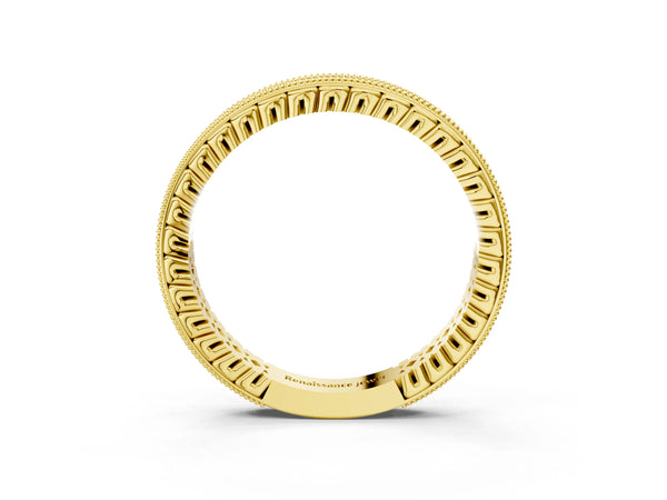 Yellow gold Round Diamond Milgrain Channel Set Eternity Band