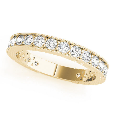 Yellow gold Round Diamond Milgrain Channel Set Eternity Band