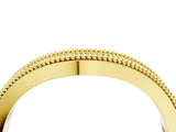 Yellow gold Round Diamond Milgrain Contour Wedding Band with Pavé Setting_8