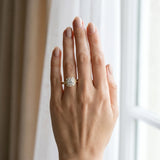 Yellow gold Round Diamond Milgrain Halo Engagement Ring with Chevron Band and Prong Setting_6