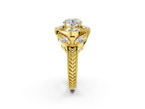 Yellow gold Round Diamond Milgrain Marquise Filigree Engagement Ring with Prong Setting_8
