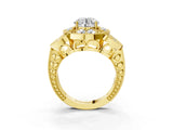 Yellow gold Round Diamond Milgrain Marquise Filigree Engagement Ring with Prong Setting_9