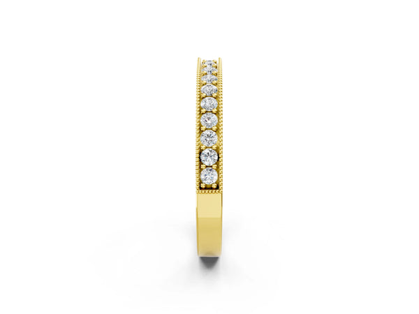 Yellow gold Round Diamond Milgrain Pavé Eternity Band