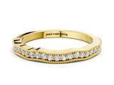 Yellow gold Round Diamond Milgrain Pave Contour Band_2
