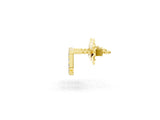 Yellow gold Round Diamond Mini Letter Pavé Stud Earrings_1