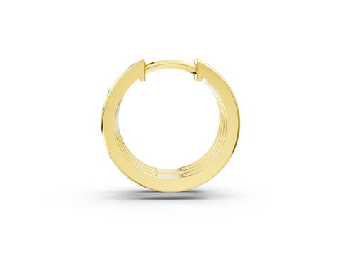 Yellow gold Round Diamond Mosaic Hoop Earrings_1