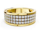 Yellow gold Round Diamond Multi-Row Pavé Mens Band