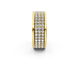 Yellow gold Round Diamond Multi-Row Pavé Mens Band_2