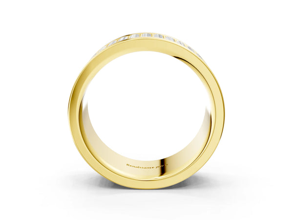 Yellow gold Round Diamond Multi-Row Pavé Mens Band