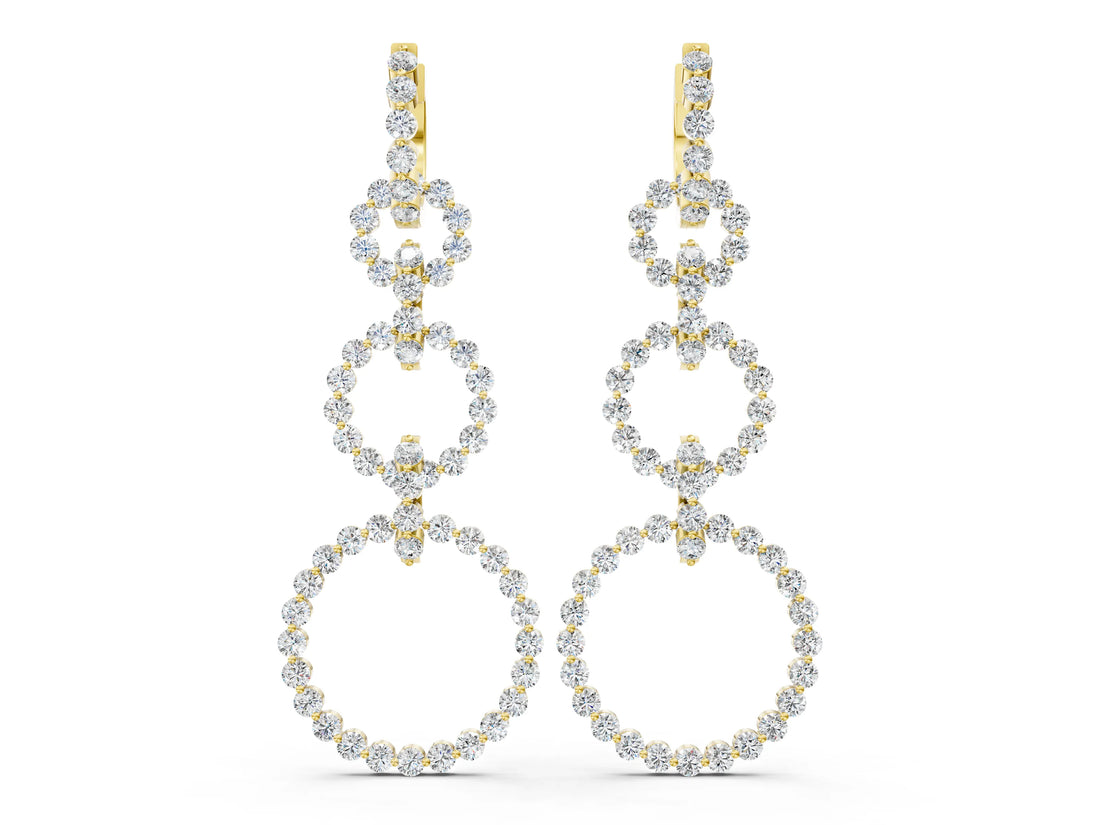 Yellow gold Round Diamond Multiway Open Circle Statement Earrings
