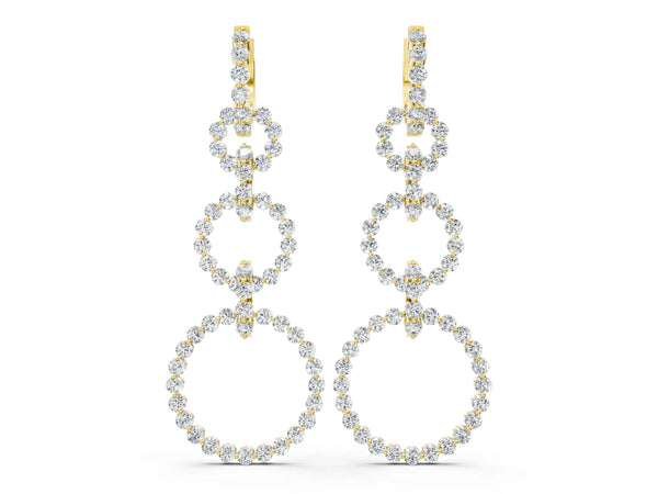 Yellow gold Round Diamond Multiway Open Circle Statement Earrings