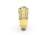 Yellow gold Round Diamond Octagonal Halo Mens Ring with Pavé Accents_2