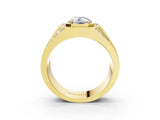 Yellow gold Round Diamond Octagonal Halo Mens Ring with Pavé Accents_3