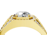 Yellow gold Round Diamond Octagonal Halo Mens Ring with Pavé Accents_4