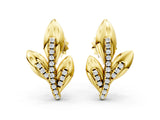 Yellow gold Round Diamond Olive Branch Stud Earrings_8