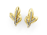 Yellow gold Round Diamond Olive Branch Stud Earrings_9