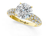 Yellow gold Round Diamond Pavé Band Solitaire Ring with Four-Prong Setting_53