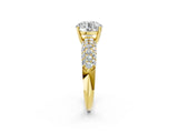 Yellow gold Round Diamond Pavé Band Solitaire Ring with Four-Prong Setting_54