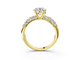 Yellow gold Round Diamond Pavé Band Solitaire Ring with Four-Prong Setting_55