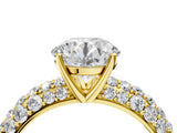 Yellow gold Round Diamond Pavé Band Solitaire Ring with Four-Prong Setting_56