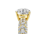 Yellow gold Round Diamond Pavé Band Solitaire Ring with Four-Prong Setting_57
