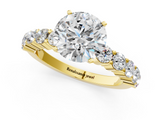 Yellow gold Round Diamond Pavé Band Solitaire with Four-Prong Setting_17