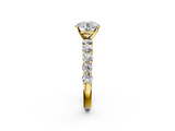 Yellow gold Round Diamond Pavé Band Solitaire with Four-Prong Setting_18