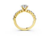 Yellow gold Round Diamond Pavé Band Solitaire with Four-Prong Setting_19