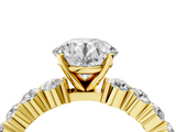 Yellow gold Round Diamond Pavé Band Solitaire with Four-Prong Setting_20