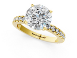 Yellow gold Round Diamond Pavé Band Solitaire with Four-Prong Setting_205