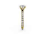 Yellow gold Round Diamond Pavé Band Solitaire with Four-Prong Setting_206