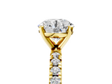 Yellow gold Round Diamond Pavé Band Solitaire with Four-Prong Setting_209