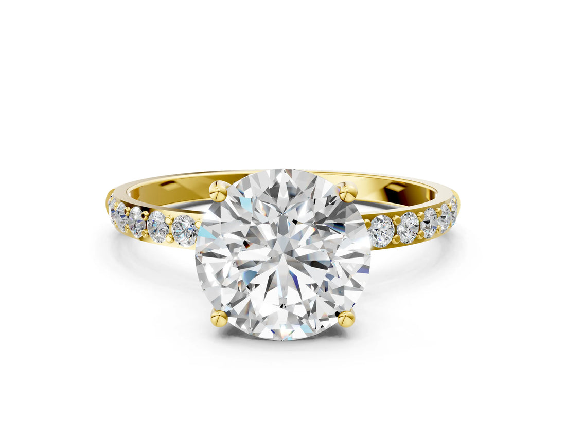 Yellow gold Round Diamond Pavé Band with Six-Prong Setting_35