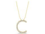 Yellow gold Round Diamond Pavé C Pendant Necklace_1