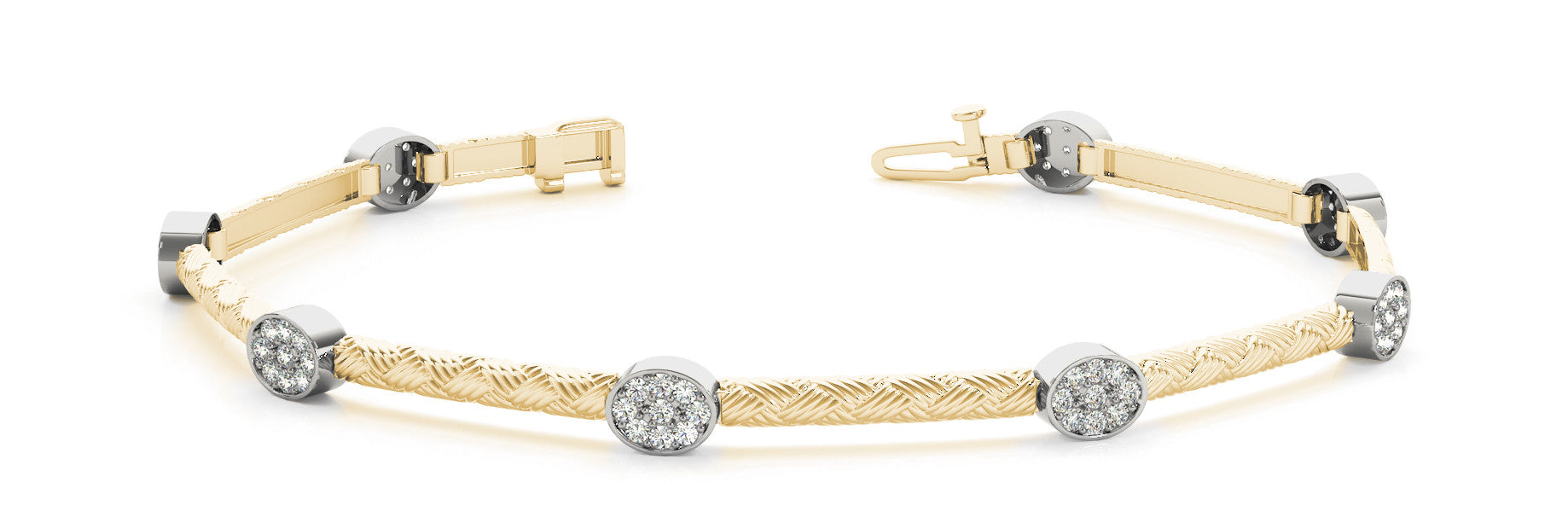Yellow gold Round Diamond Pavé Cable Bangle Bracelet