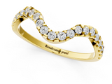 Yellow gold Round Diamond Pavé Chevron Wedding Band with Prong Setting_5