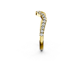 Yellow gold Round Diamond Pavé Chevron Wedding Band with Prong Setting_6