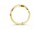 Yellow gold Round Diamond Pavé Chevron Wedding Band with Prong Setting_7