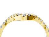 Yellow gold Round Diamond Pavé Chevron Wedding Band with Prong Setting_8