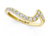 Yellow gold Round Diamond Pavé Chevron Wedding Band_5