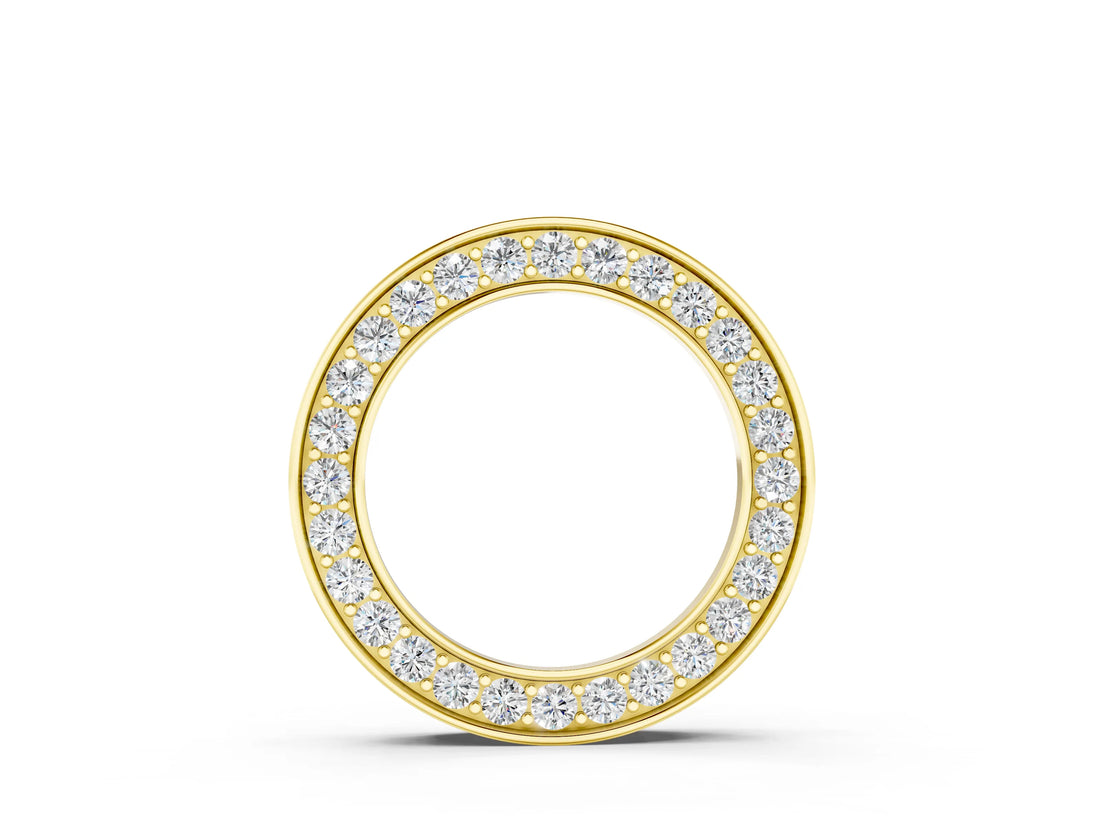 Yellow gold Round Diamond Pavé Circle Pendant_6