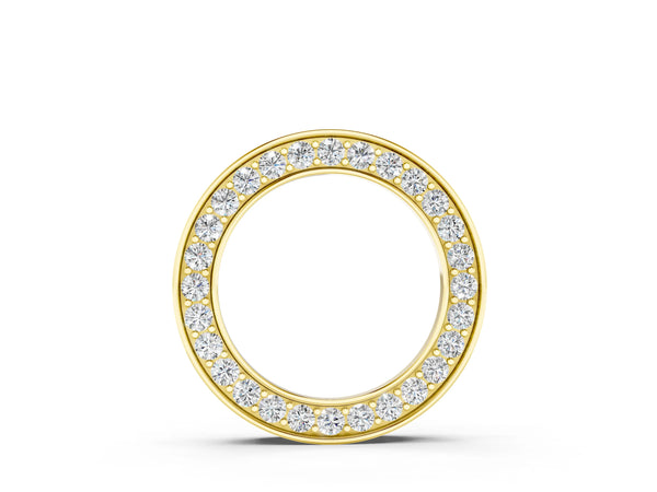 Yellow gold Round Diamond Pavé Circle Pendant