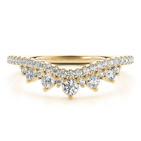 Yellow gold Round Diamond Pavé Contour Band with Prong Setting 1