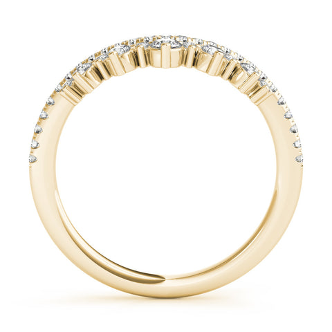 Yellow gold Round Diamond Pavé Contour Band with Prong Setting 2