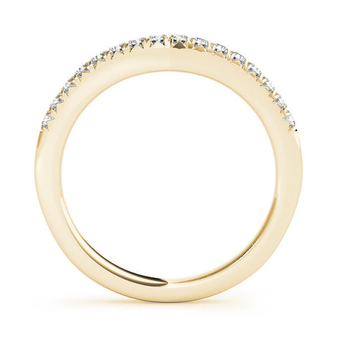 Yellow gold Round Diamond Pavé Curved Band with Shared Prong Setting 1