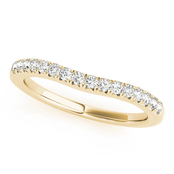 Yellow gold Round Diamond Pavé Curved Band with Shared Prong Setting