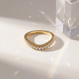 Yellow gold Round Diamond Pavé Curved Band with Shared Prong Setting_24