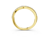 Yellow gold Round Diamond Pavé Curved Band with Shared Prong Setting_7