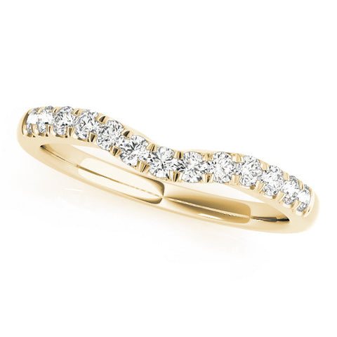 Yellow gold Round Diamond Pavé Curved Eternity Band with Shared Prong Setting