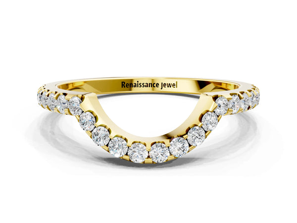 Yellow gold Round Diamond Pavé Curved Eternity Band